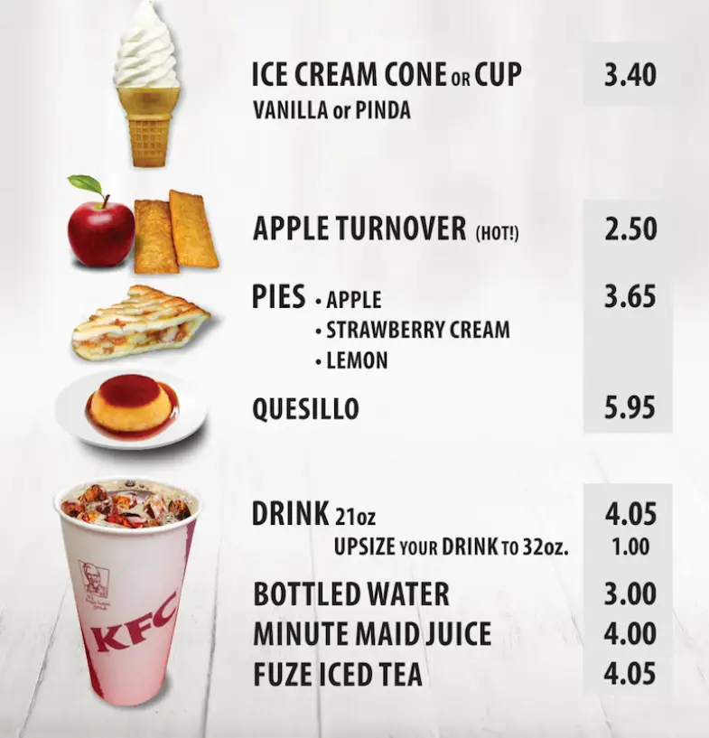 KFC Drinks Menu